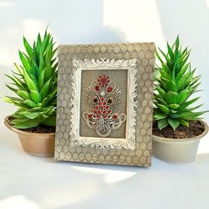 Elegant Framed Wall Art with Red Accents
